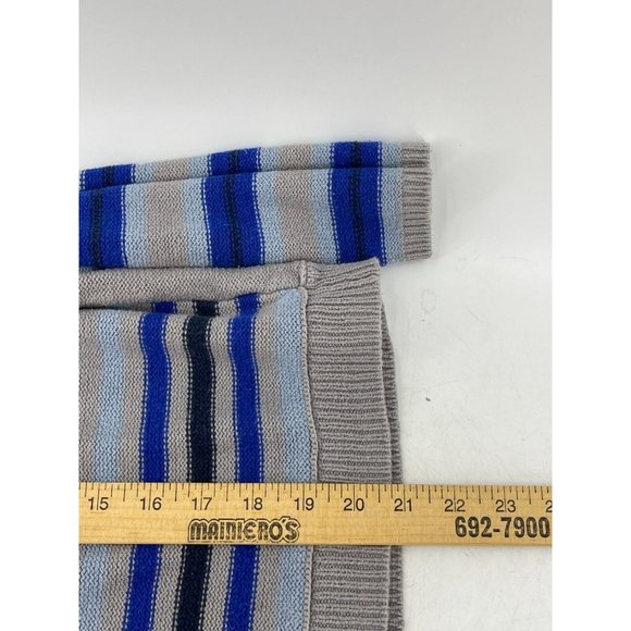 DKNY Women's Gray Striped Knit Baggy Sweater Long Sleeve Size Medium Boho - Picture 7 of 8